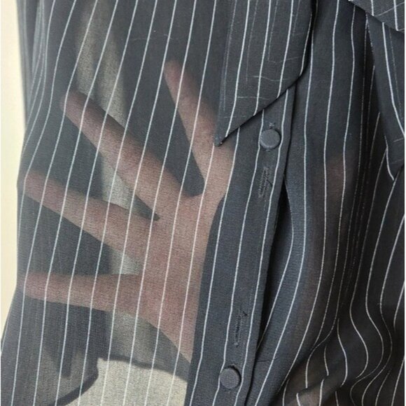 WHBM long sleeve Stripe button down blouse size 0 - Picture 4 of 7